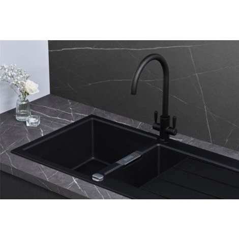Franke Sirius S2D651CB 1.5 Bowl Tectonite Reversible Carbon Black Kitchen Sink 5 Franke Sirius S2D651CB 1.5 Bowl Tectonite Reversible Carbon Black Kitchen Sink - Image 3