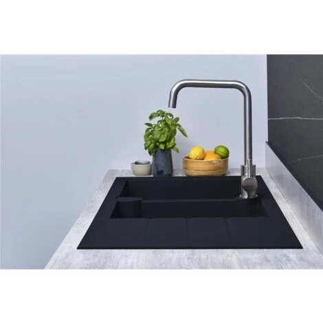 Liquida LP20BL 2.0 Bowl Composite Inset Reversible Black Kitchen Sink 6 Liquida LP20BL 2.0 Bowl Composite Inset Reversible Black Kitchen Sink - Image 5