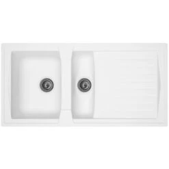 Home Sale Shop 41 Liquida AR15WH 1.5 Bowl Composite Inset Reversible White Kitchen Sink