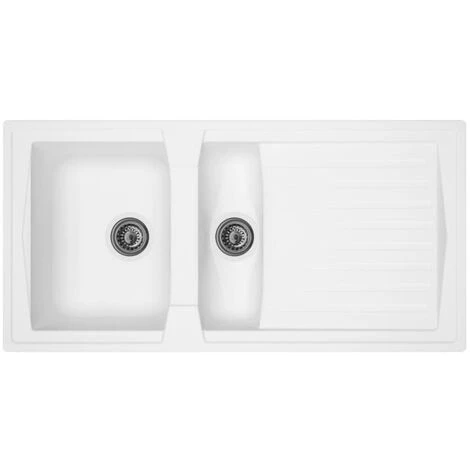 Liquida AR15WH 1.5 Bowl Composite Inset Reversible White Kitchen Sink 3 Liquida AR15WH 1.5 Bowl Composite Inset Reversible White Kitchen Sink