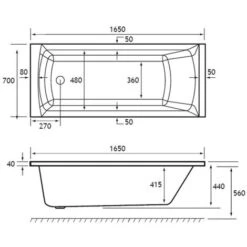 Rockall Single Ended Bath 1650x700 5mm 7 Rockall Single Ended Bath 1650x700 5mm -Home Sale Shop 82181819 3