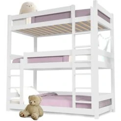 Single Triple Bunk Bed White 9 Single Triple Bunk Bed White -Home Sale Shop 82865377 3