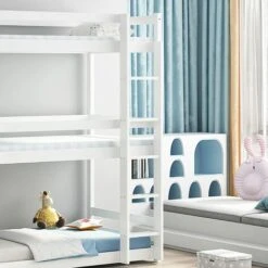 Single Triple Bunk Bed White 10 Single Triple Bunk Bed White -Home Sale Shop 82865377 4