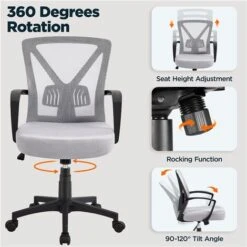 Yaheetech Mesh Office Chair Executive Desk Chair, Light Gray -Home Sale Shop 83169716 4