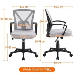 Yaheetech Mesh Office Chair Executive Desk Chair, Light Gray -Home Sale Shop 83169716 5