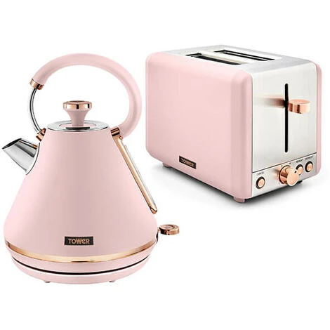 Tower Cavaletto Pyramid Kettle And 2 Slice Toaster Set Pink 3 Tower Cavaletto Pyramid Kettle And 2 Slice Toaster Set Pink