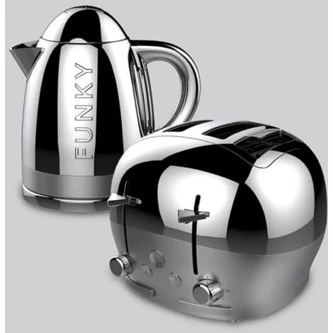 The Funky Appliance Company 1.7 Litre Kettle And 4 Slice Toaster Set Chrome 3 The Funky Appliance Company 1.7 Litre Kettle And 4 Slice Toaster Set Chrome