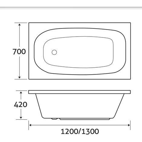 Canso Compact Bath 1200mm X 700mm Space Saver Bathtub No Tap Holes 4 Canso Compact Bath 1200mm X 700mm Space Saver Bathtub No Tap Holes - Image 2