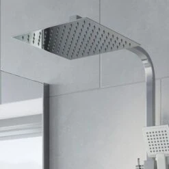 Thermostatic Shower Mixer Square Chrome Bathroom Twin Head Set -Home Sale Shop 8755478 3