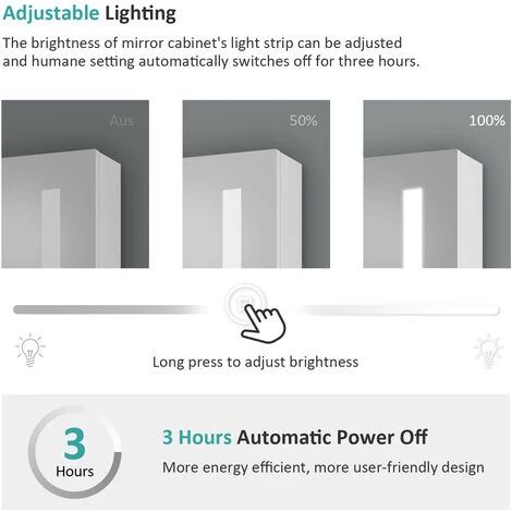 EMKE Bathroom Mirror Cabinet With LED Light Shaver Socket Wall Mounted Bathroom LED Mirror With Touch, Demister 450x600mm 6 EMKE Bathroom Mirror Cabinet With LED Light Shaver Socket Wall Mounted Bathroom LED Mirror With Touch, Demister 450x600mm - Image 4