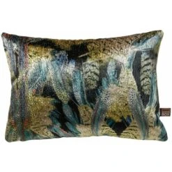 Scatter Box Preen Velour Feather Filled Cushion, Blue/Green, 35 X 50 Cm