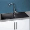 Reginox Harlem10 Kitchen Sink Single Bowl Black Granite Reversible Drainer Waste 2 Reginox Harlem10 Kitchen Sink Single Bowl Black Granite Reversible Drainer Waste -Home Sale Shop 8917204 1