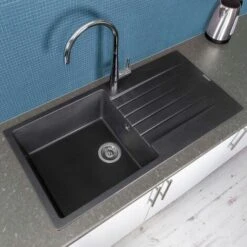 Reginox Harlem10 Kitchen Sink Single Bowl Black Granite Reversible Drainer Waste -Home Sale Shop 8917204 3