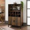 Wine Cabinet Drink Bottle Storage Unit Glass Door 10 Shelves 2 Doors Rustic Oak 2 Wine Cabinet Drink Bottle Storage Unit Glass Door 10 Shelves 2 Doors Rustic Oak -Home Sale Shop 89367526 1