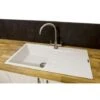 Reginox Harlem10 Kitchen Sink Single Bowl White Granite Inset Reversible Waste