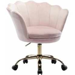 Velvet Office Chair Swivel Desk Chair Height Adjustable Task Chair For Home Office, Velvet, Light Pink