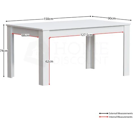 Medina 6 Seater Dining Table MDF Wood, 150 X 90 Cm, White 4 Medina 6 Seater Dining Table MDF Wood, 150 X 90 Cm, White - Image 2