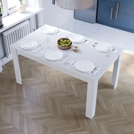 Medina 6 Seater Dining Table MDF Wood, 150 X 90 Cm, White 6 Medina 6 Seater Dining Table MDF Wood, 150 X 90 Cm, White - Image 4