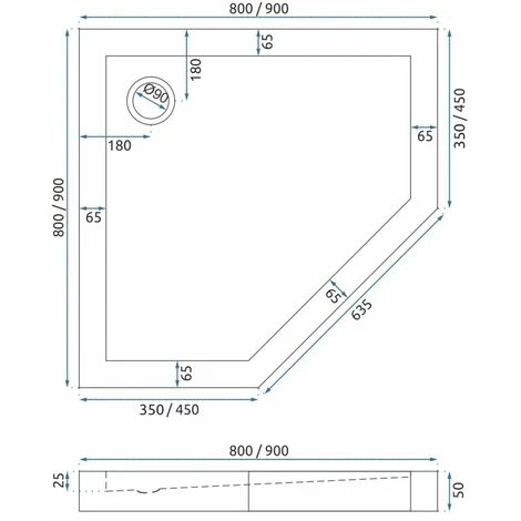 Shower Tray Diamond Black 90x90 7 Shower Tray Diamond Black 90x90 - Image 5