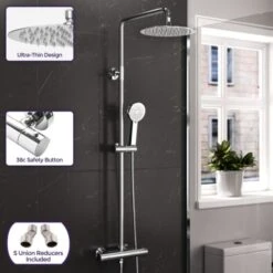 Modern Round Exposed Thermostatic Mixer Shower Set With Shower Head And Handheld 9 Modern Round Exposed Thermostatic Mixer Shower Set With Shower Head And Handheld -Home Sale Shop 92061683 3