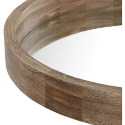 Morley Round Wood Wall Mirror 80 X 80 Cm Dark Rustic Oak -Home Sale Shop 92105606 3