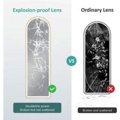 EMKE Freestanding Arched Mirror Full Length With LED Lights Tri-Colour Dimmable Dressing Mirror 160x45cm White Gold -Home Sale Shop 92199330 4