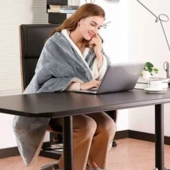 Neo Grey Electric Heated Throw Overblanket Soft Thickened Flannel To Sherpa Reversible Blanket -Home Sale Shop 92354310 3