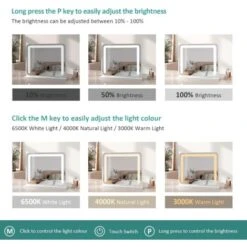 EMKE Hollywood Vanity Mirror With Lights, 360° Rotation Dressing Table Makeup Mirror With Dimmable,3 Color Lighting, 60 X 52cm, White -Home Sale Shop 92585033 4