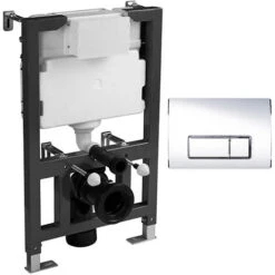 Wall Hung Rimless Square Toilet Pan & Seat With 0.82m - 1.0m Low Height Concealed Cistern WC Frame -Home Sale Shop 92607908 3