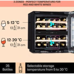 Klarstein Rhône 25 Duo Wine Cooler Compression Cooling 2 Zones 75 Litres / 25 Bottles -Home Sale Shop 93339062 3