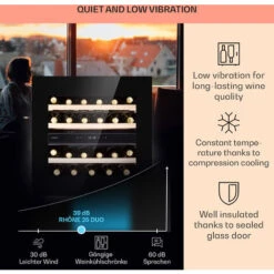 Klarstein Rhône 25 Duo Wine Cooler Compression Cooling 2 Zones 75 Litres / 25 Bottles -Home Sale Shop 93339062 4