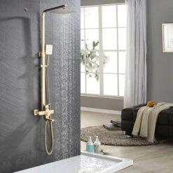 Gold Shower Panel Shower System Shower Shelf Set Solid Wall Shower Set Built-in Shower Gold