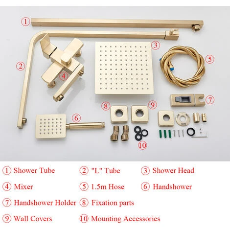 Gold Shower Panel Shower System Shower Shelf Set Solid Wall Shower Set Built-in Shower Gold 4 Gold Shower Panel Shower System Shower Shelf Set Solid Wall Shower Set Built-in Shower Gold - Image 2