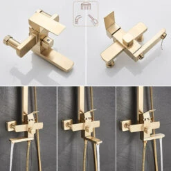 Gold Shower Panel Shower System Shower Shelf Set Solid Wall Shower Set Built-in Shower Gold 9 Gold Shower Panel Shower System Shower Shelf Set Solid Wall Shower Set Built-in Shower Gold -Home Sale Shop 93564484 3