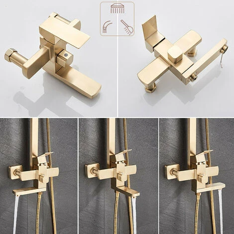 Gold Shower Panel Shower System Shower Shelf Set Solid Wall Shower Set Built-in Shower Gold 5 Gold Shower Panel Shower System Shower Shelf Set Solid Wall Shower Set Built-in Shower Gold - Image 3