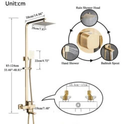 Gold Shower Panel Shower System Shower Shelf Set Solid Wall Shower Set Built-in Shower Gold 11 Gold Shower Panel Shower System Shower Shelf Set Solid Wall Shower Set Built-in Shower Gold -Home Sale Shop 93564484 5