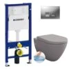 Geberit Toilet Set Duofix UP100 Support Frame + Livea Bello Rimless Toilet, Matt Grey + Softclose Seat + Matt Chrome Plate 2 Geberit Toilet Set Duofix UP100 Support Frame + Livea Bello Rimless Toilet, Matt Grey + Softclose Seat + Matt Chrome Plate -Home Sale Shop 94588058 1