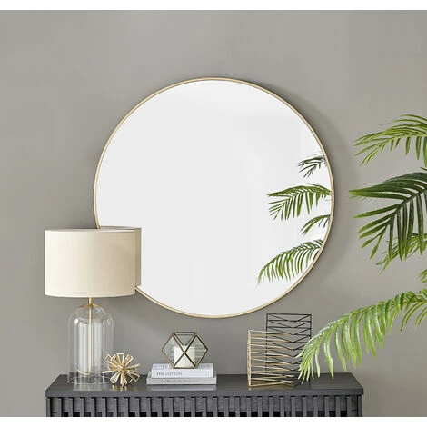 Furniturebox Emma 100cm Round Art Deco Gold Frame Wall Mirror Hallway Living Room Dining Room Bedroom 4 Furniturebox Emma 100cm Round Art Deco Gold Frame Wall Mirror Hallway Living Room Dining Room Bedroom - Image 2