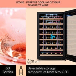 Klarstein Barossa 50 Uno Wine Refrigerator 1 Zone 120 Litres / 50 Bottles Touch Display -Home Sale Shop 96685167 3