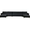 Modular U-Shaped Corner Sofa Bed 2 Chaises Seat Section Black Velvet Aberdeen -Home Sale Shop 96767055 1