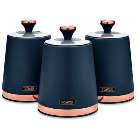 Tower Cavaletto Set Of 3 Canisters Midnight Blue 3 Tower Cavaletto Set Of 3 Canisters Midnight Blue