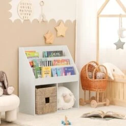 SoBuy Children's Storage Book Shelf Storage Display Rack Holder,KMB01-W -Home Sale Shop 9761726 3